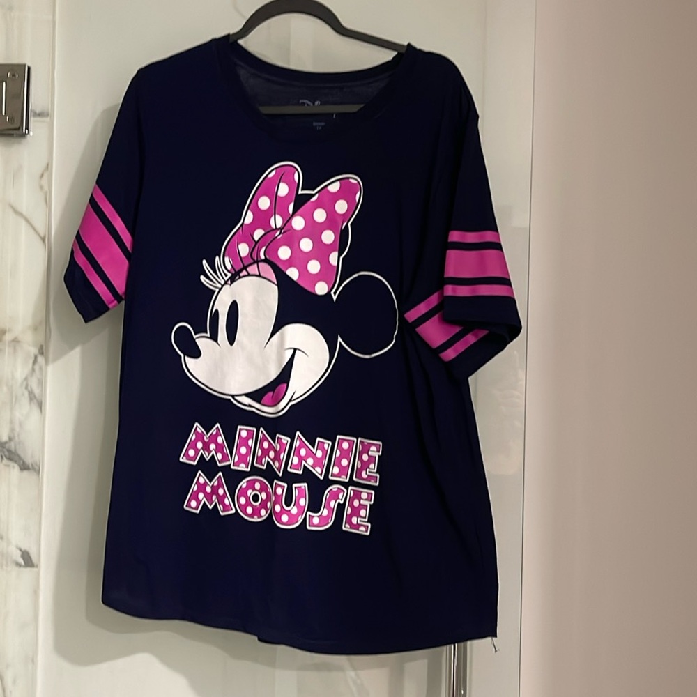 Disney Minnie Mouse Baseball Striped Tee Shirt NEW 1X